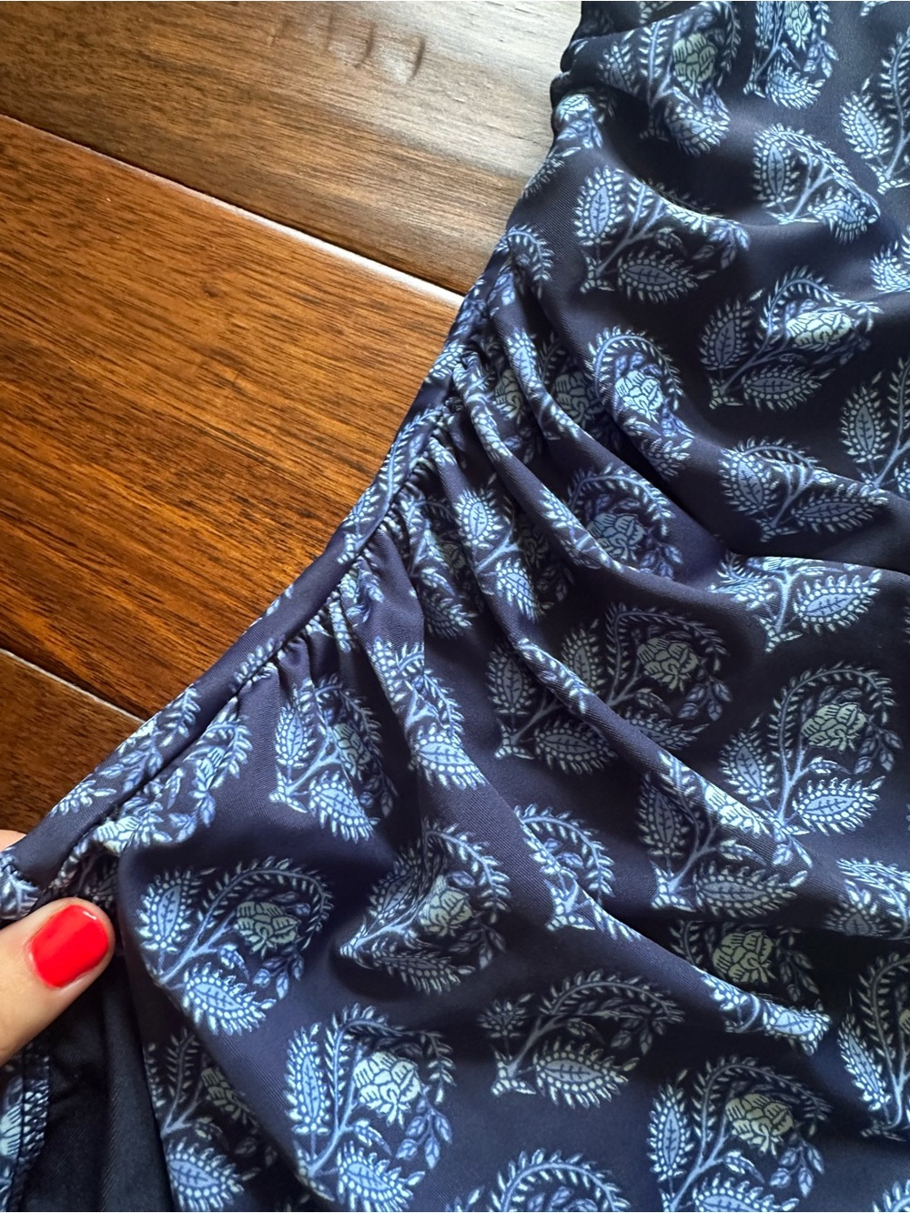 J. Crew Navy Blue Patterned One-Shoulder Swimsuit - Picture 5 of 7